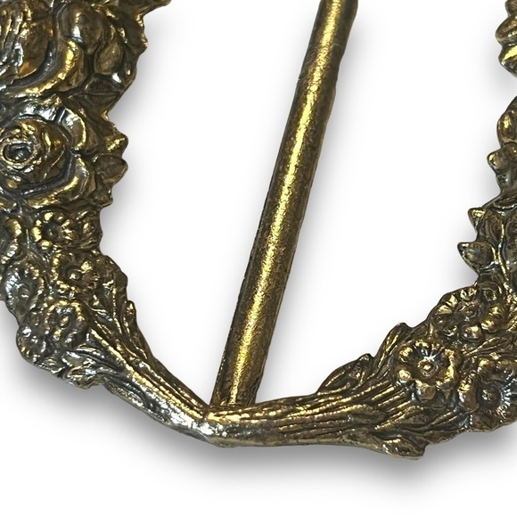 Vintage Art Nouveau Metal Floral Bouquet Rose Sash Buckle main image 4